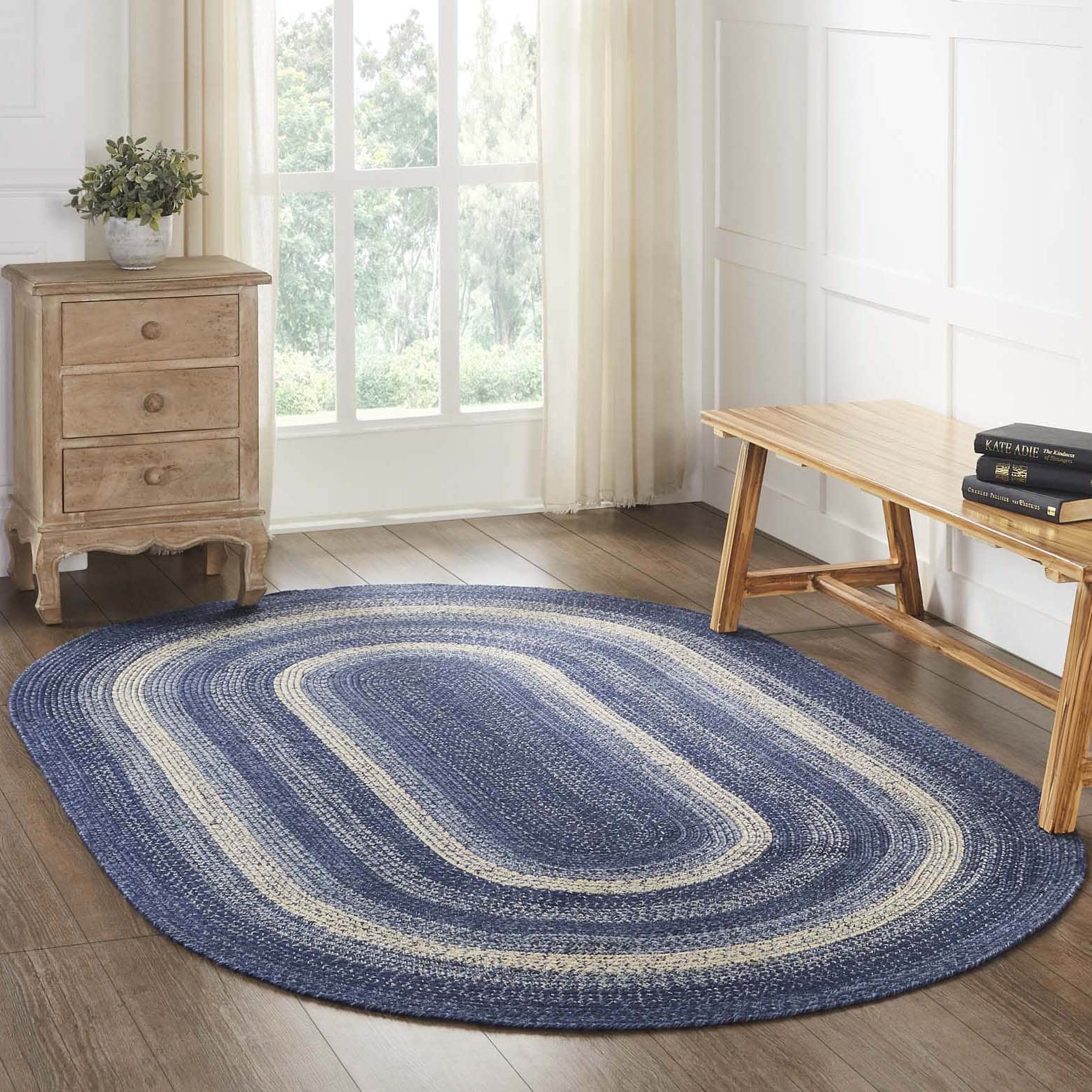 Great Falls Blue Jute Rugs With Pad