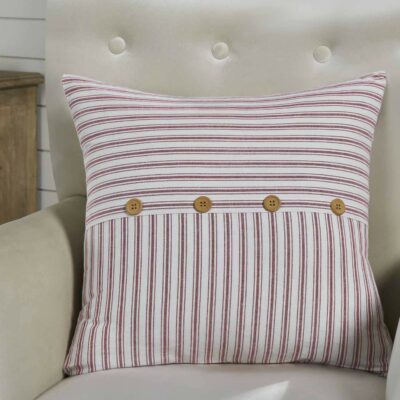 timeless ticking red button 20" x 20" pillow cover farmhouse pillowcase