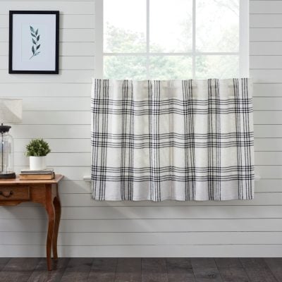 black plaid tiers set of two farmhouse cafe curtains