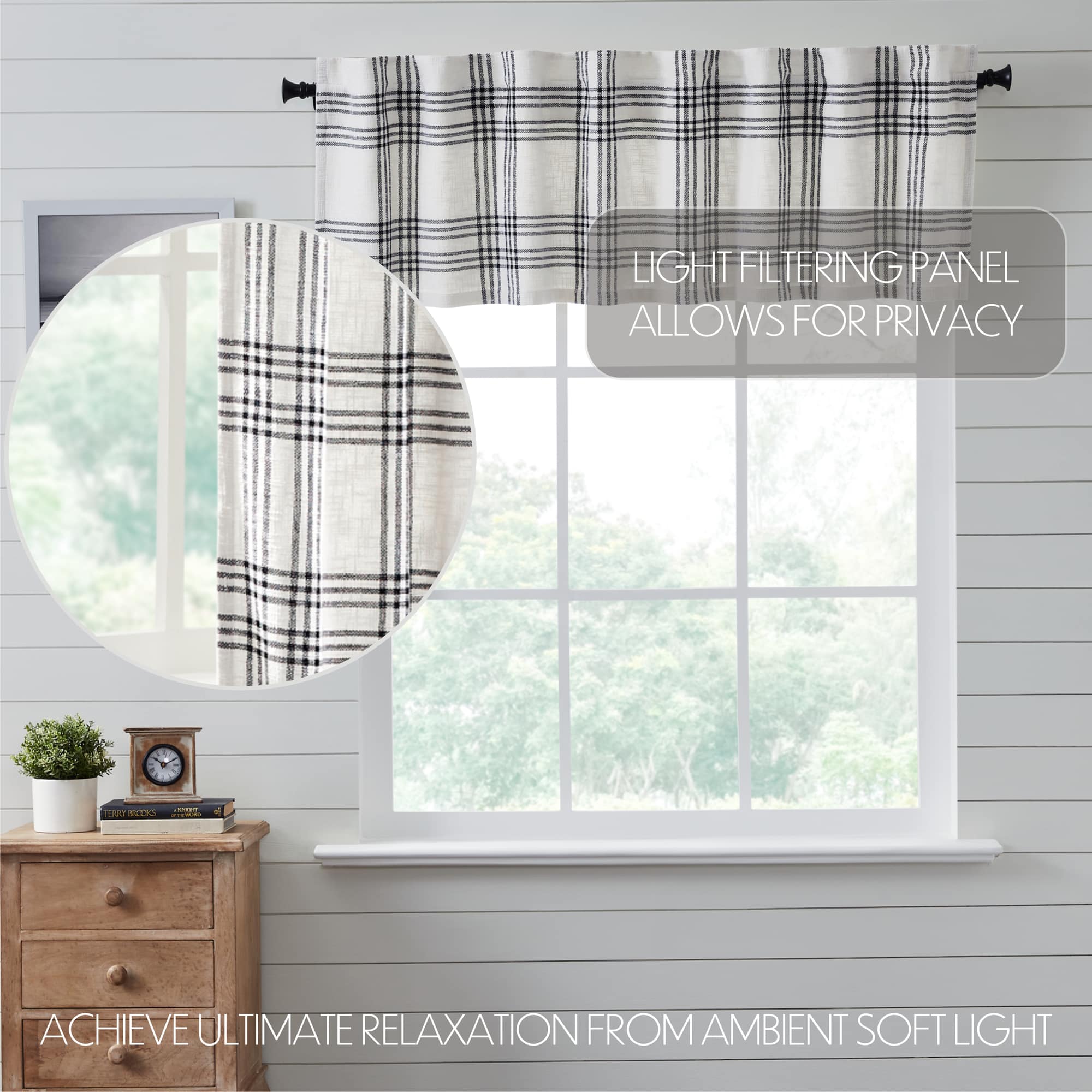 Black Plaid Valance - 60" - Image 2