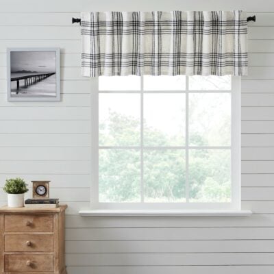 black plaid valance 90" farmhouse window topper