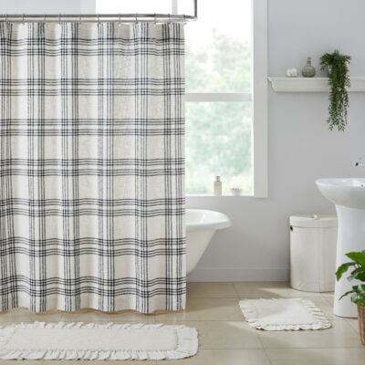 Black Plaid Shower Curtain
