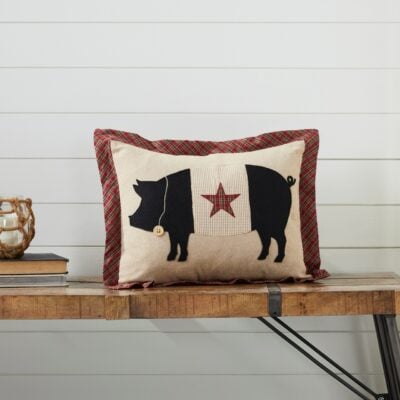 cider mill primitive pig 14" x 18" filled pillow farmhouse pillow