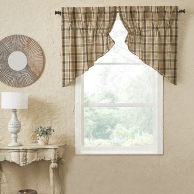 cider mill plaid prairie swag 36" set of two farmhouse draped pointed valance