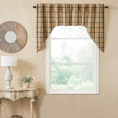 cider mill plaid swag 36" set of two farmhouse draped pointed valance
