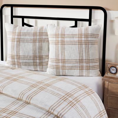 wheat plaid fabric euro sham farmhouse pillow cover