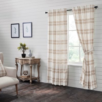 wheat plaid panels set of two farmhouse drapes