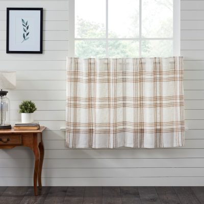 wheat plaid tiers set of two farmhouse cafe curtains