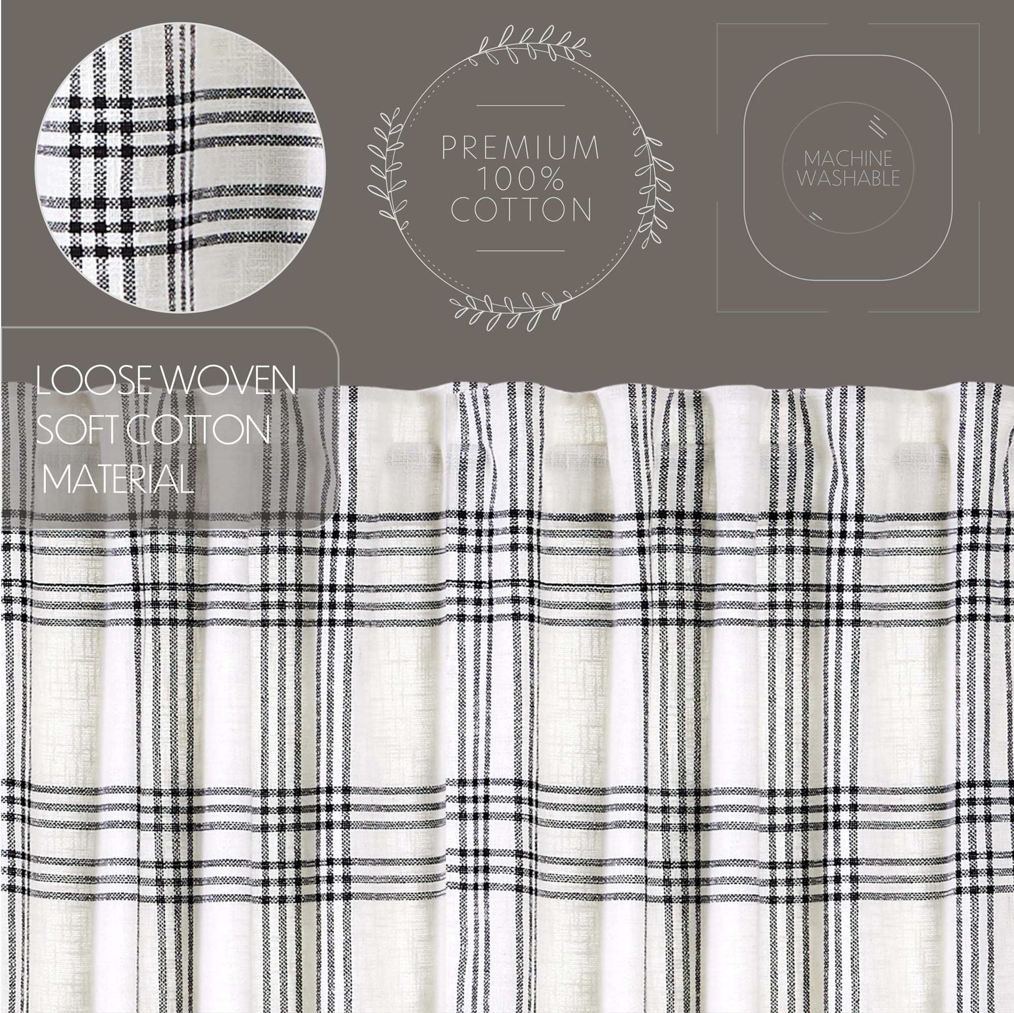 Black Plaid Valance - 60" - Image 4