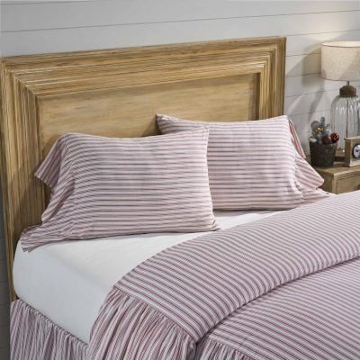 timeless ticking red ruffled shams set of two farmhouse pillow covers