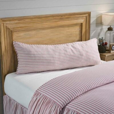 timeless ticking red body pillow cover farmhouse body pillowcase