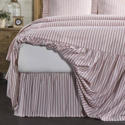 timeless ticking red ruffled bed skirts farmhouse bed skirts