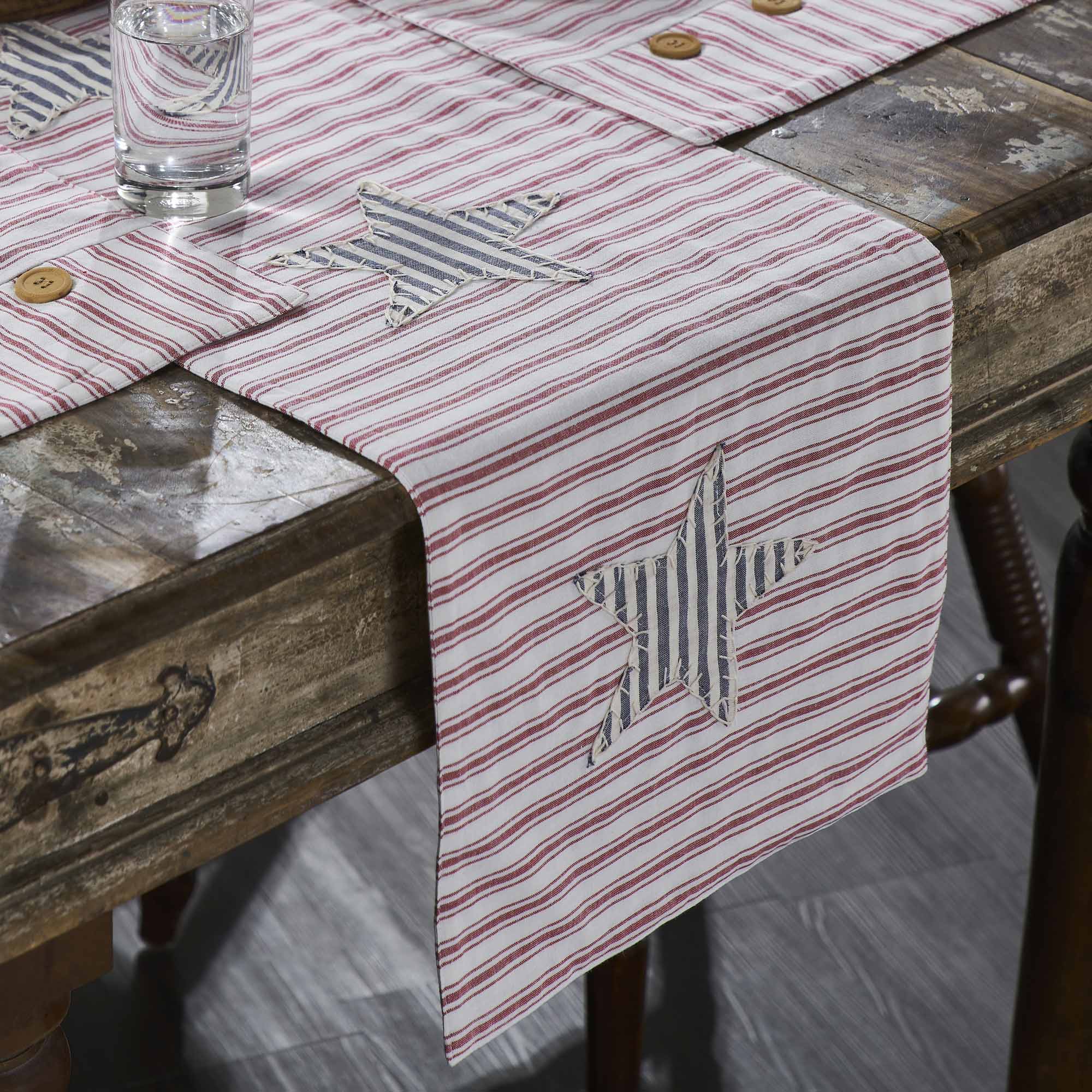 Timeless Ticking Red Star Table Runner - 36"
