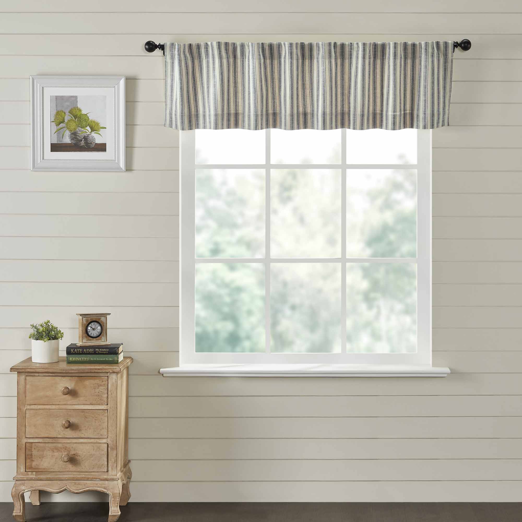 Market Place Gray Ticking Stripe Valance 72" - Image 2