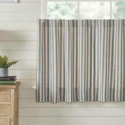 market place gray ticking stripe tiers set of two farmhouse cafe curtains