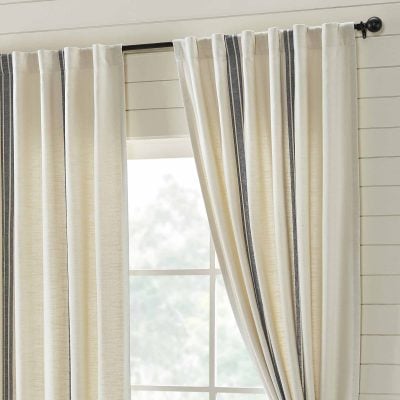 market place gray grain sack stripe panels 96" set of two farmhouse drapes