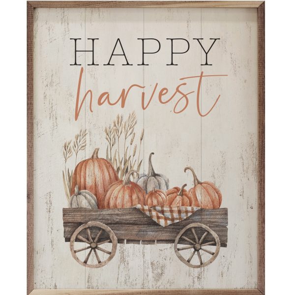 Happy Harvest Wagon Whitewash Wooden Sign Piper Classics