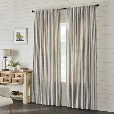 market place gray ticking stripe panels set of two farmhouse drapes