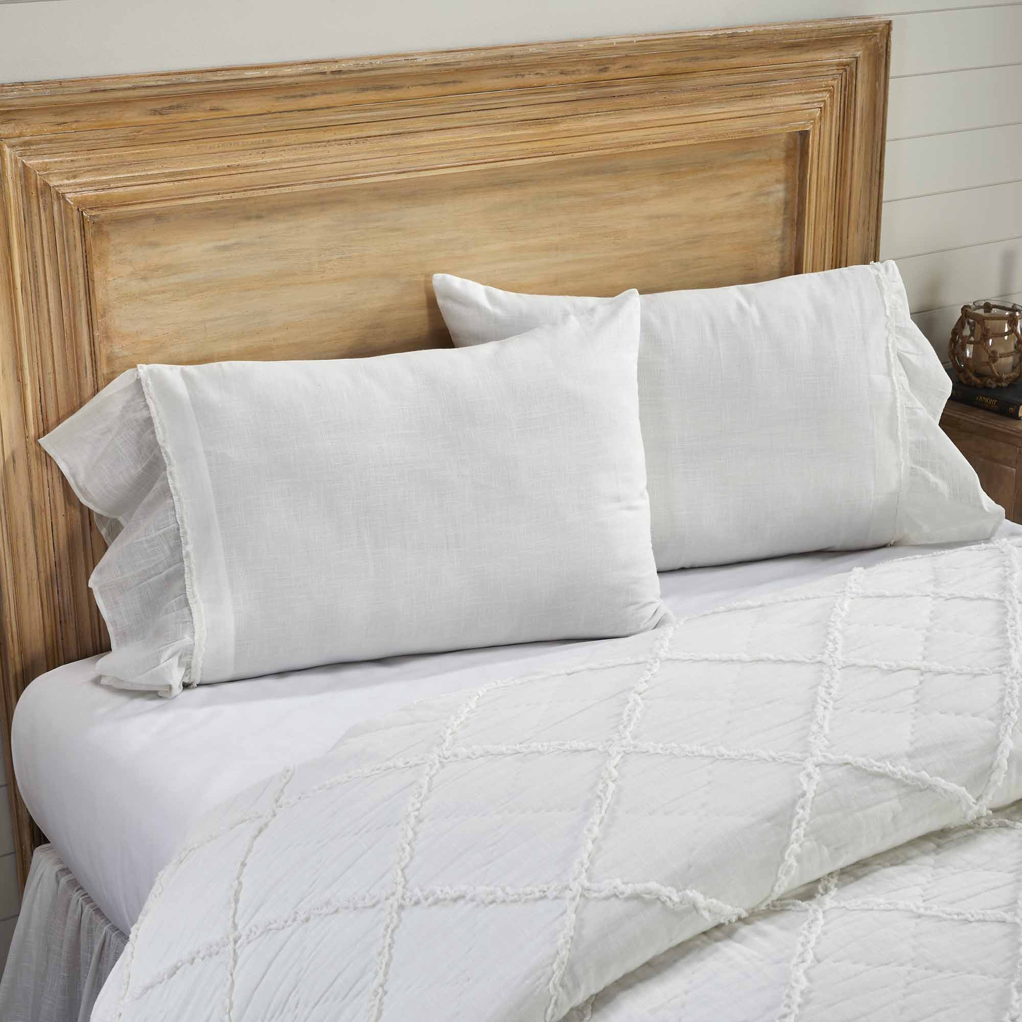 White Farmhouse Pillow Cases Kathryn Standard Pillow Case Set