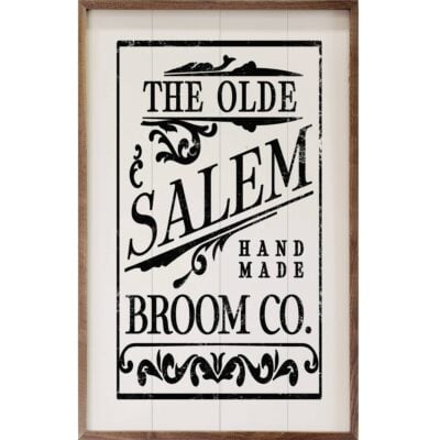 The Olde Broom Co. White Wooden Sign