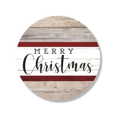 Merry Christmas Stripe Whitewash Circle Wooden Sign