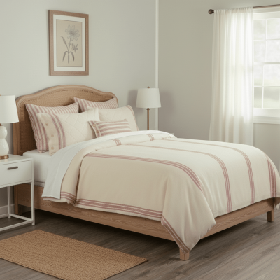 Market Place Red Grain Sack Stripe Duvet Covers