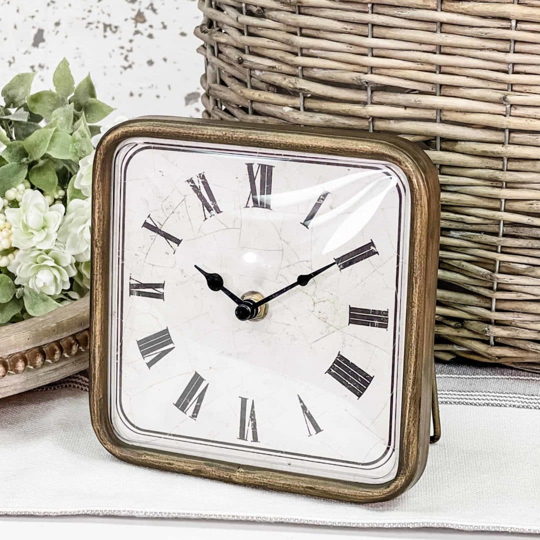 Antique Gold Square Table Clock - Piper Classics