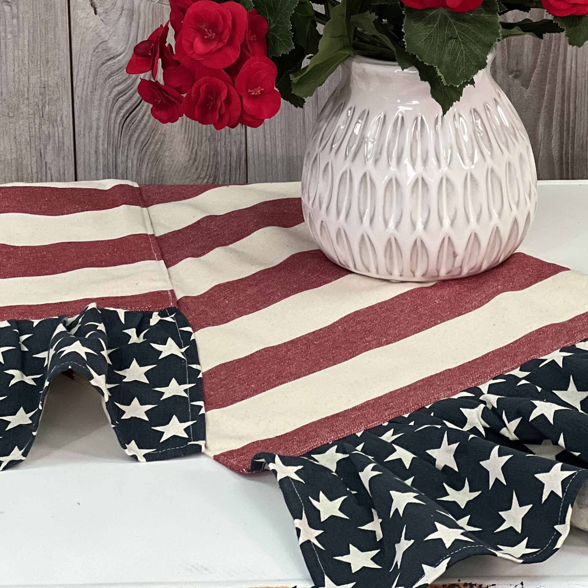 Stars & Stripes w/ Ruffle Table Runner - 65" - Image 3