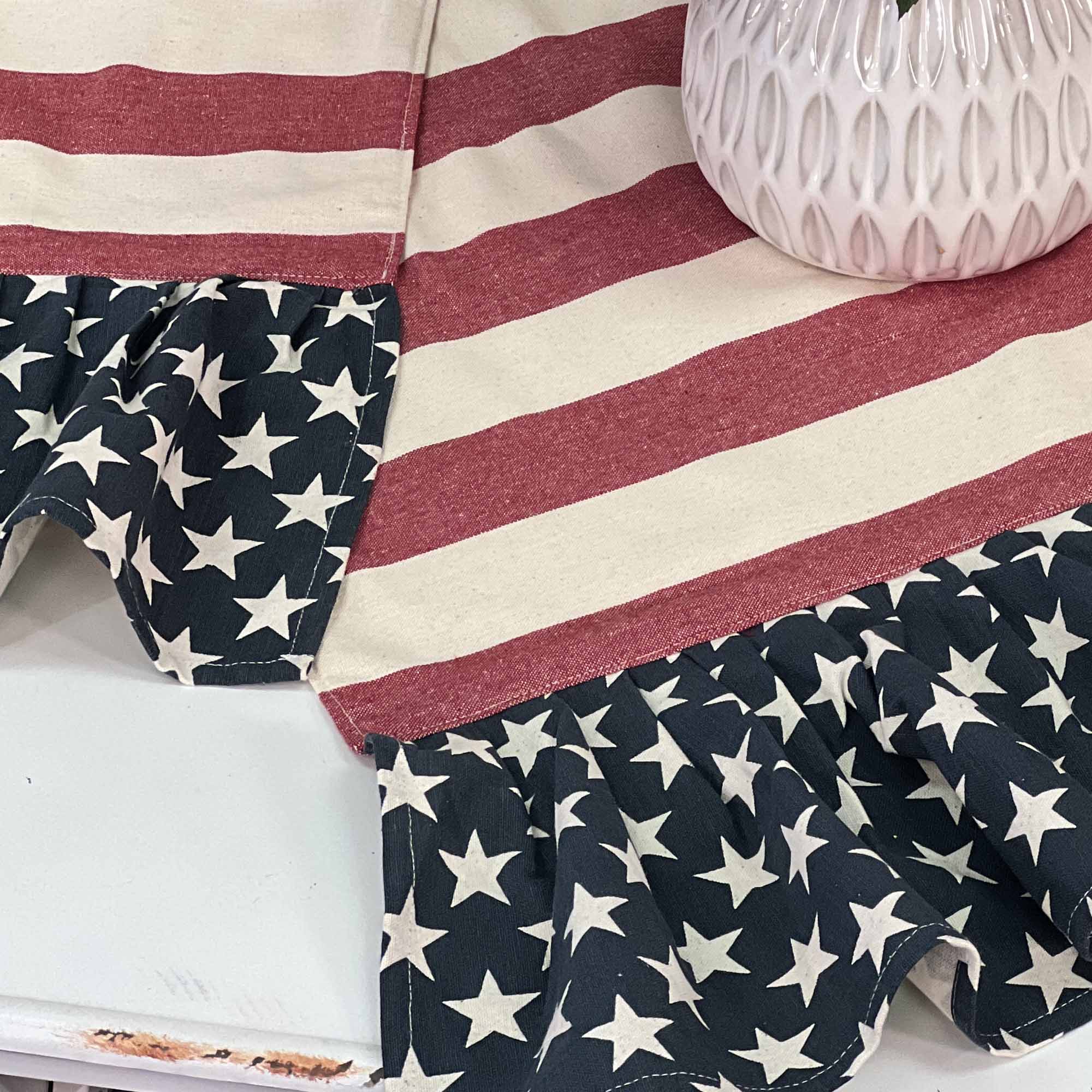 Stars & Stripes w/ Ruffle Table Runner - 65" - Image 2