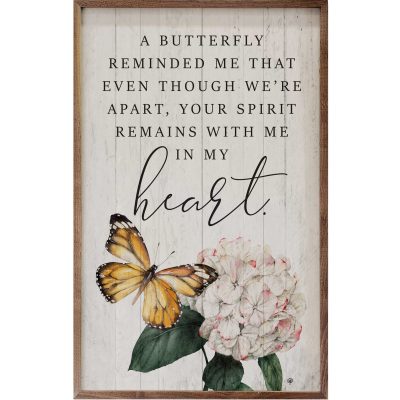 A Butterfly Reminded Me Whitewash Wooden Sign