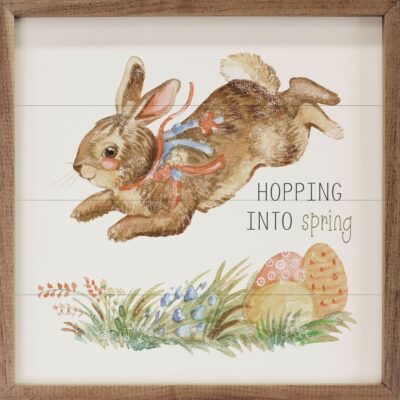 Hopping Into Spring Wooden Sign