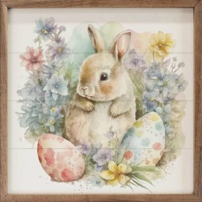 Pastel Easter Bunny Wooden Sign
