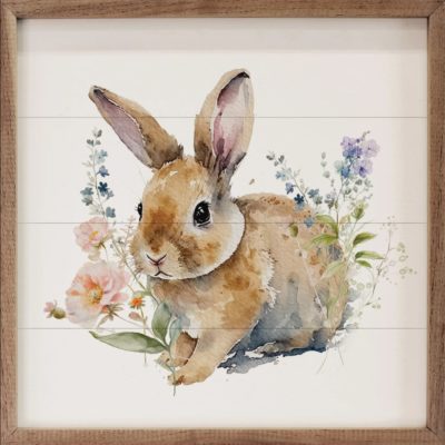 Spring Garden Bunny Wooden Sign