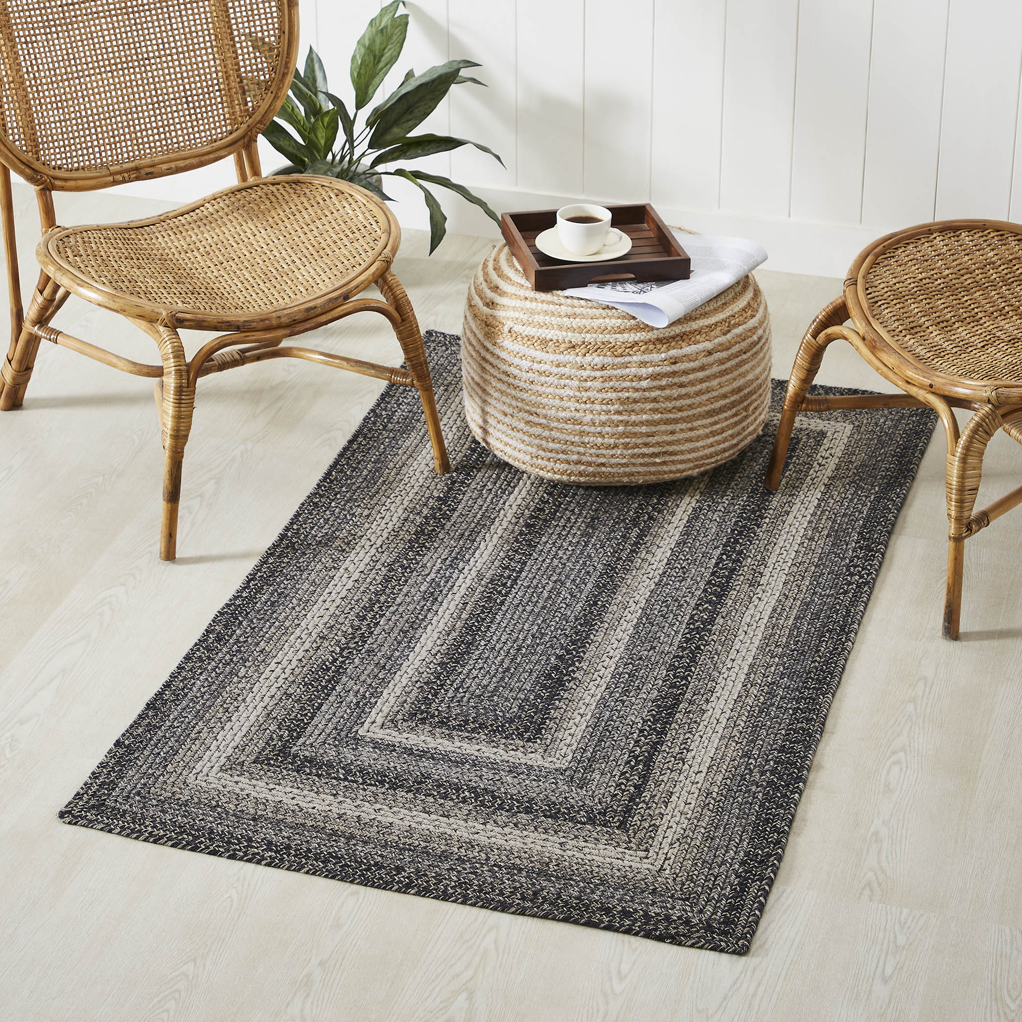 Jute Entrance Rug - Charcoal/Natural Stripe