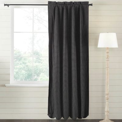 blackout kettle grove plaid scalloped panel 84" farmhouse curved edge drape