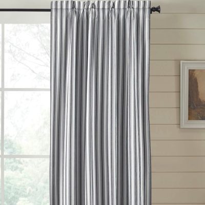 blackout sawyer mill black ticking panel 84" farmhouse drapes