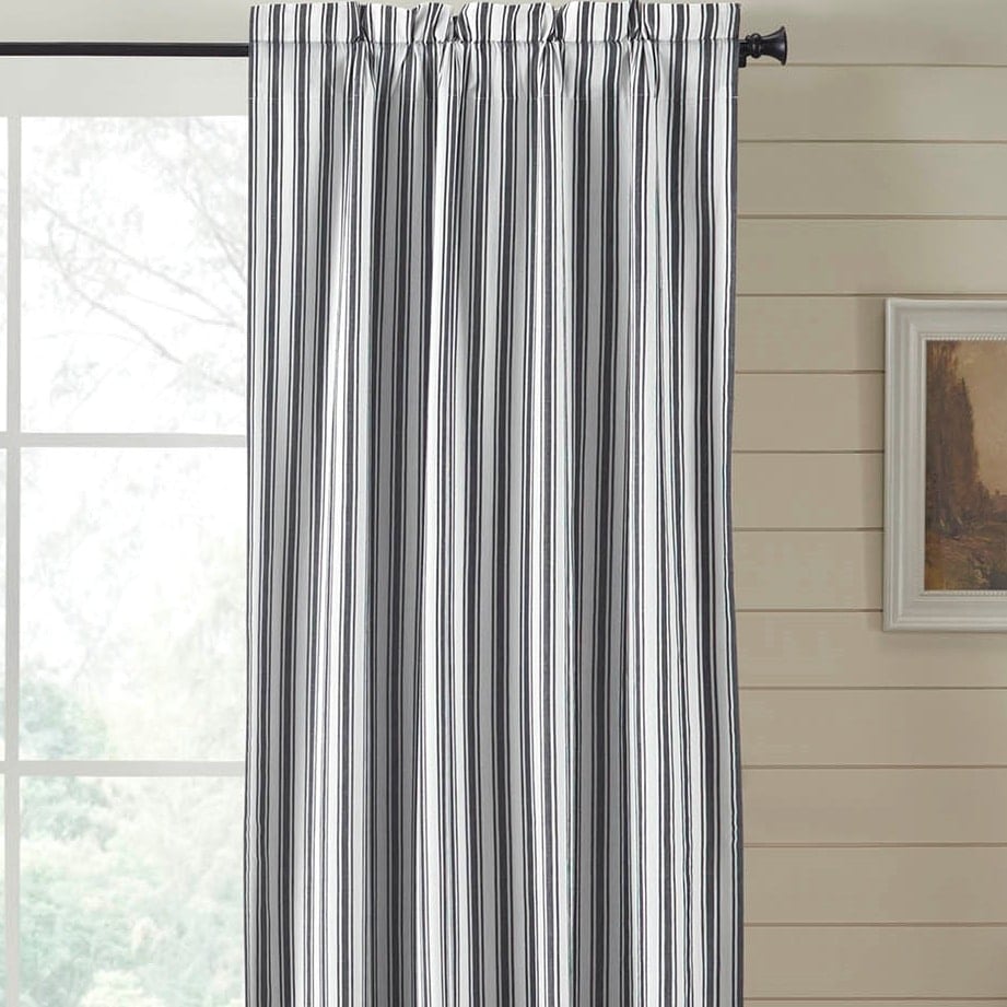 Sawyer Mill Black Ticking Stripe Blackout Panel 84x40, image size:921x921