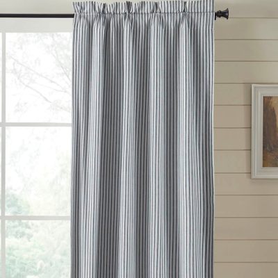 blackout sawyer mill blue ticking panel 84" farmhouse drapes