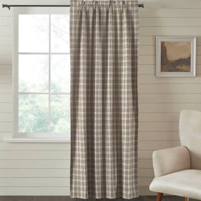 blackout sawyer mill charcoal plaid panel 84" farmhouse drapes