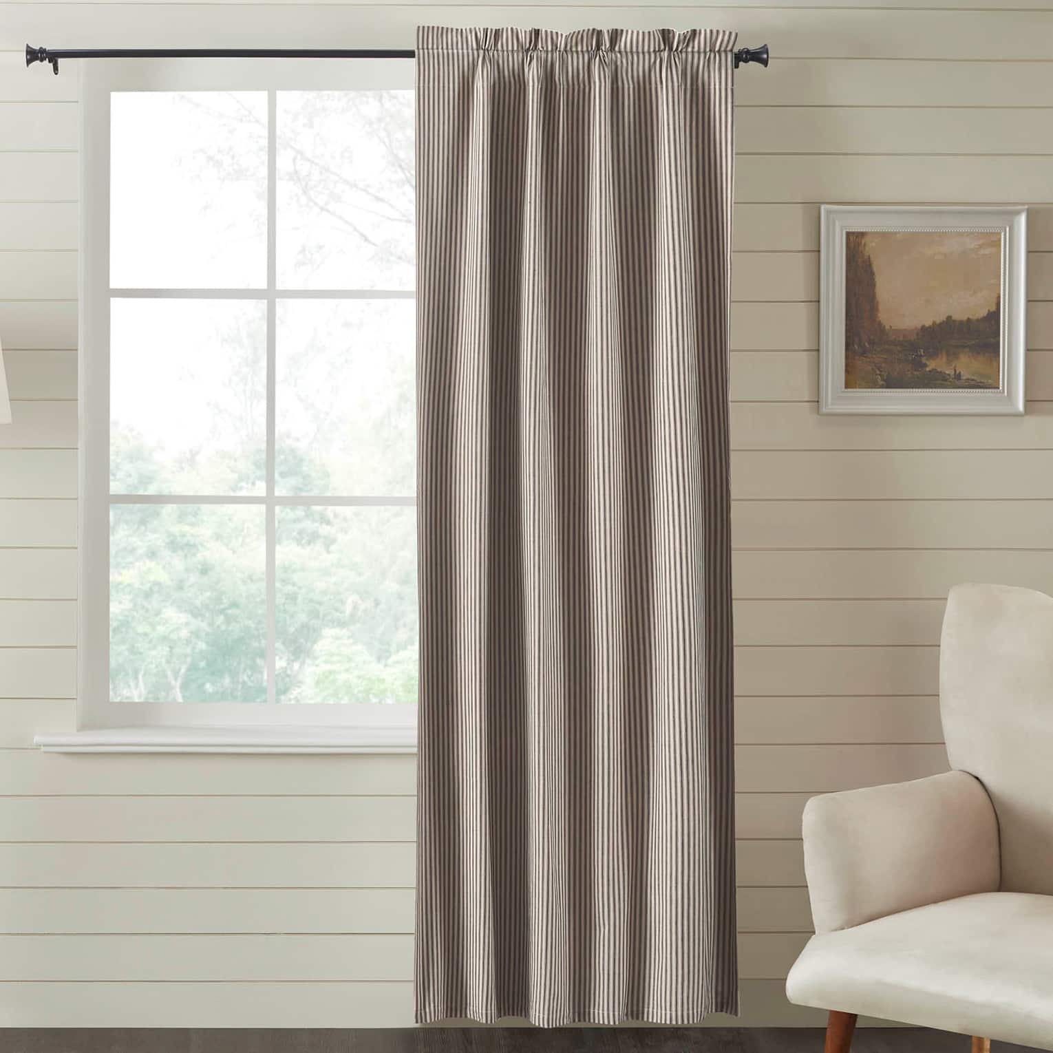 Blackout Sawyer Mill Charcoal Ticking Stripe Panel - 84" - Image 2