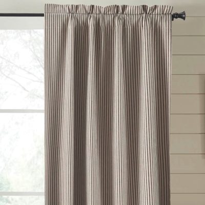 blackout sawyer mill charcoal ticking stripe panel 84" farmhouse drapes