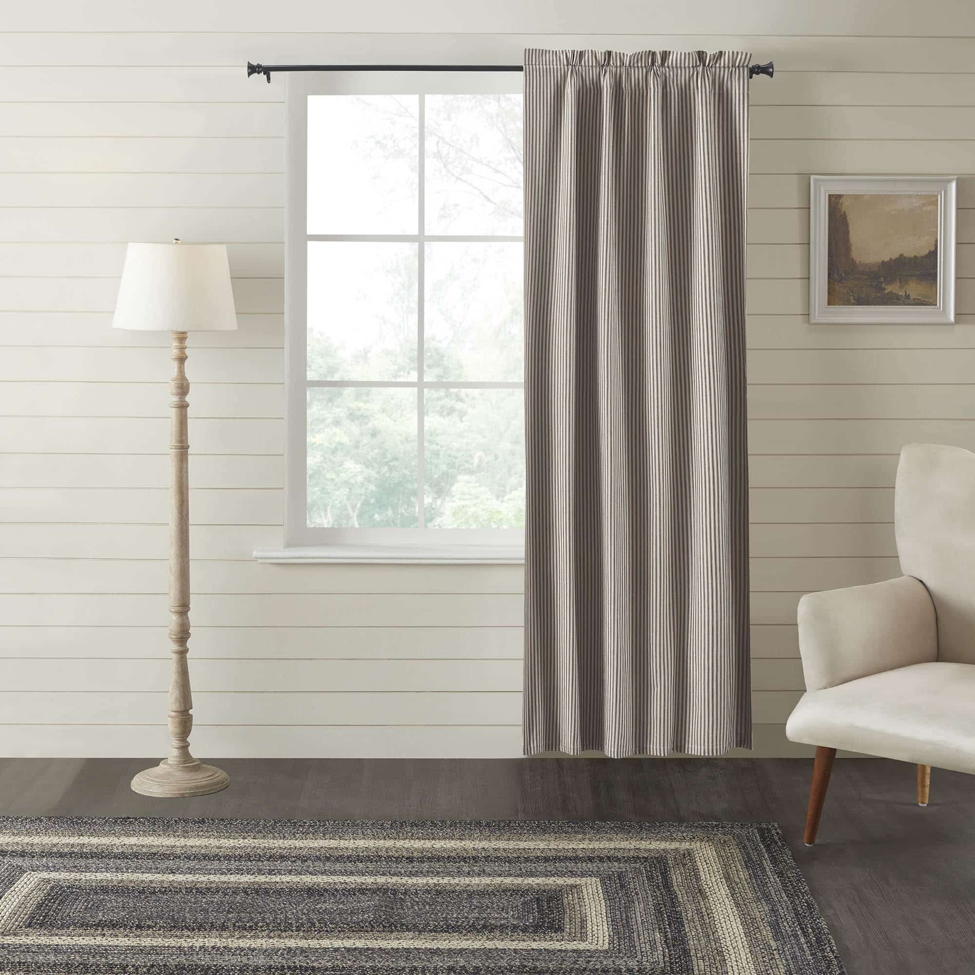 Blackout Sawyer Mill Charcoal Ticking Stripe Panel - 84" - Image 3
