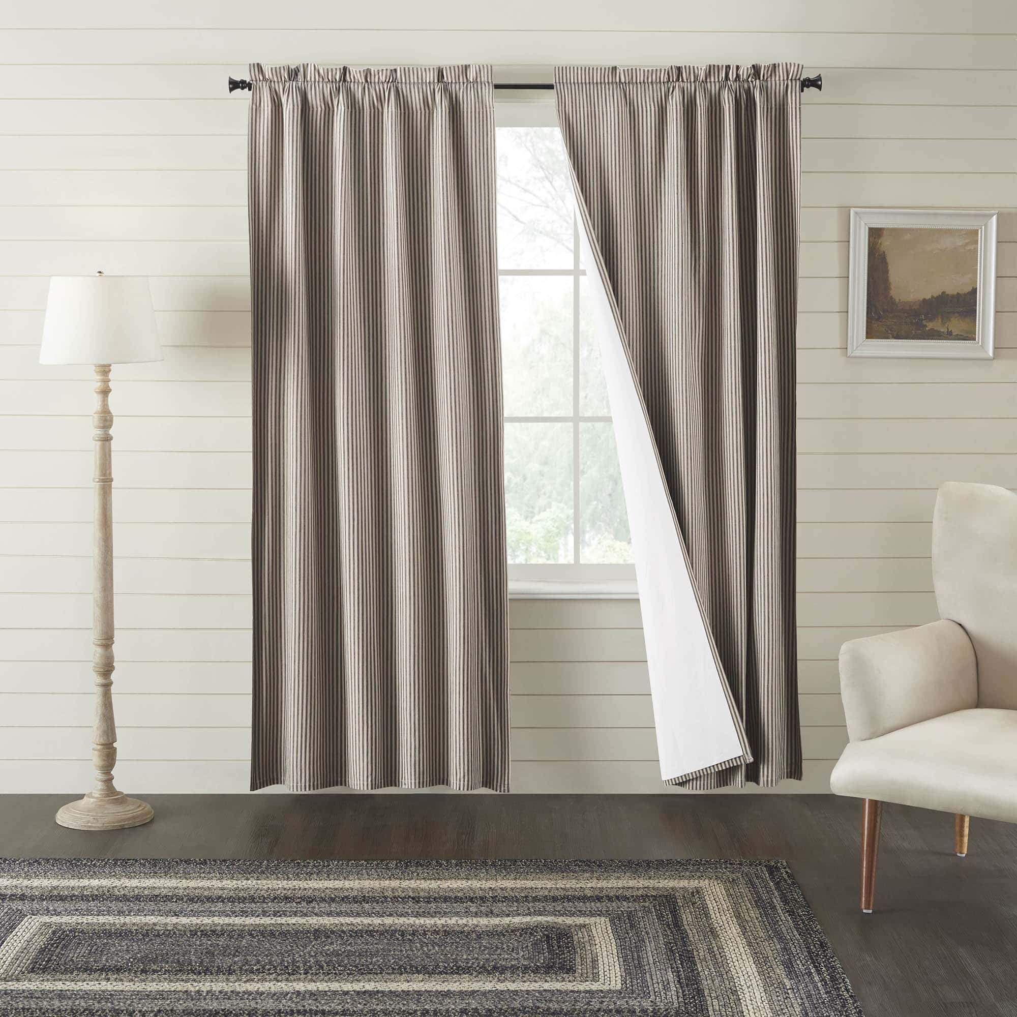 Blackout Sawyer Mill Charcoal Ticking Stripe Panel - 84" - Image 5