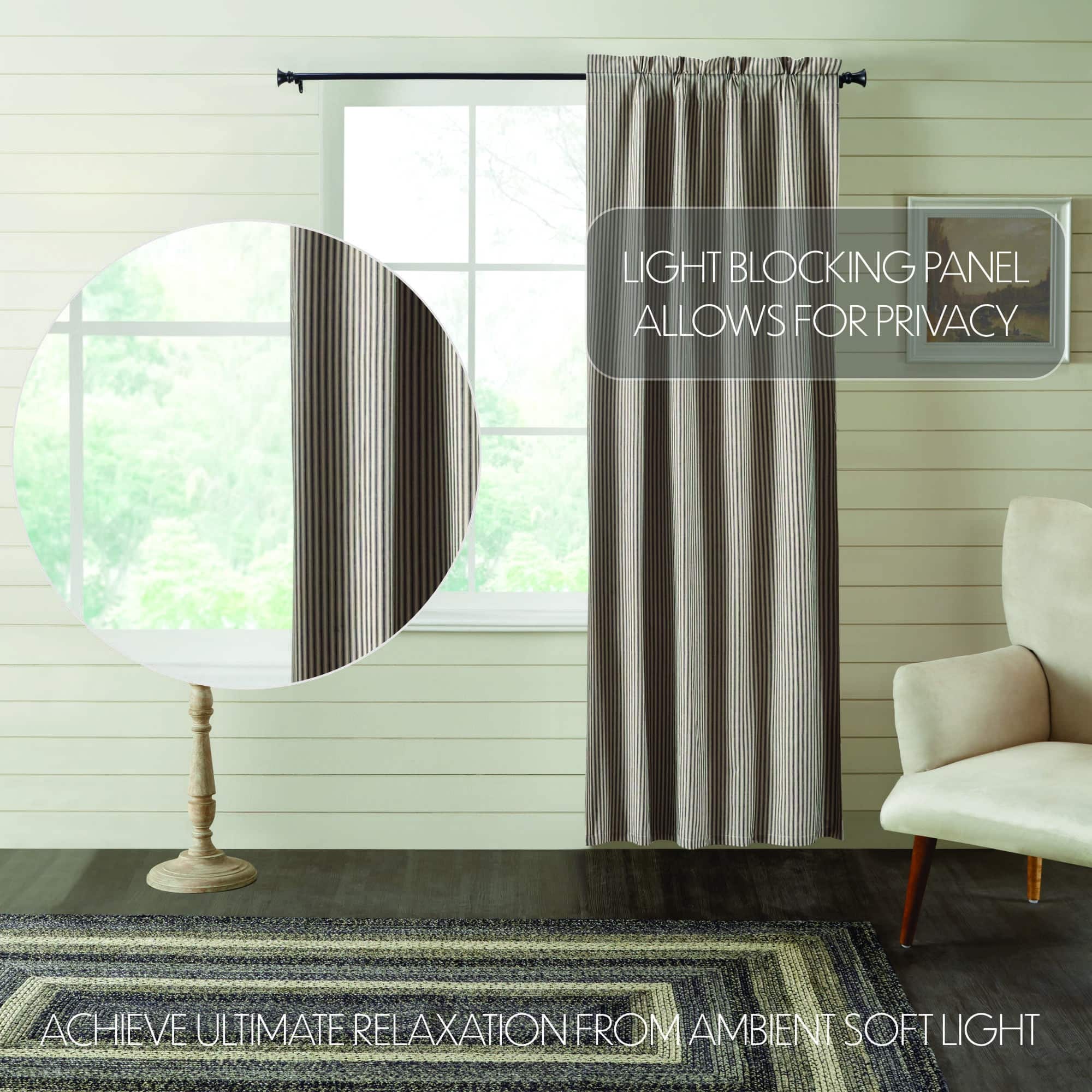 Blackout Sawyer Mill Charcoal Ticking Stripe Panel - 84" - Image 4
