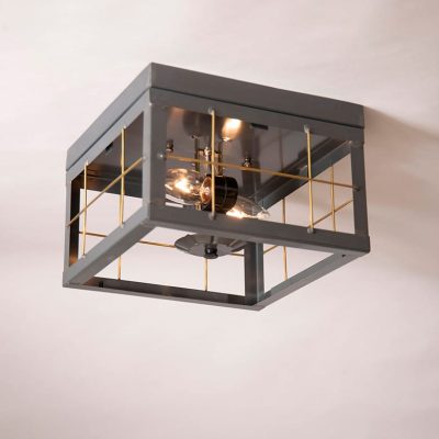 Double Ceiling Light w/ Brass Bars in Country Tin