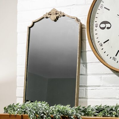 Medallion Antique Brass Arch Wall Mirror