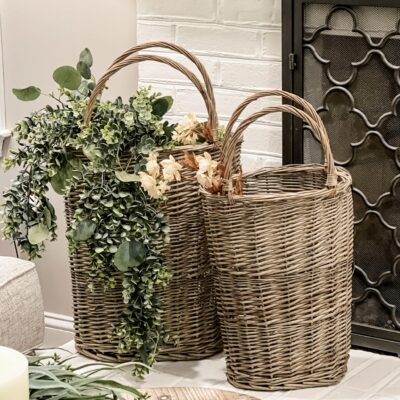 chantilly extra tall oval wicker baskets set of two farmhouse wicker bins