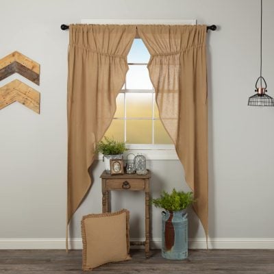 burlap natural prairie curtains set of two farmhouse curtains