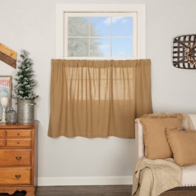 burlap natural tiers set of two farmhouse cafe curtains