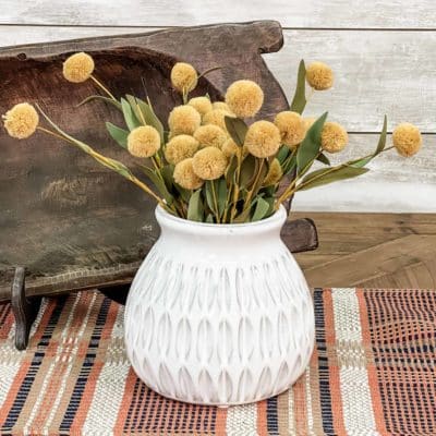 Yellow Pompom Pick Green Eva Leaves Bundle